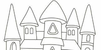 Livre de coloriage en ligne : château avec tourelles