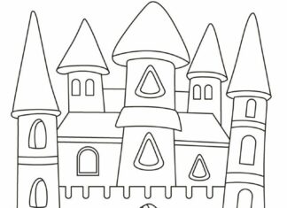 Online coloring book castle with turrets