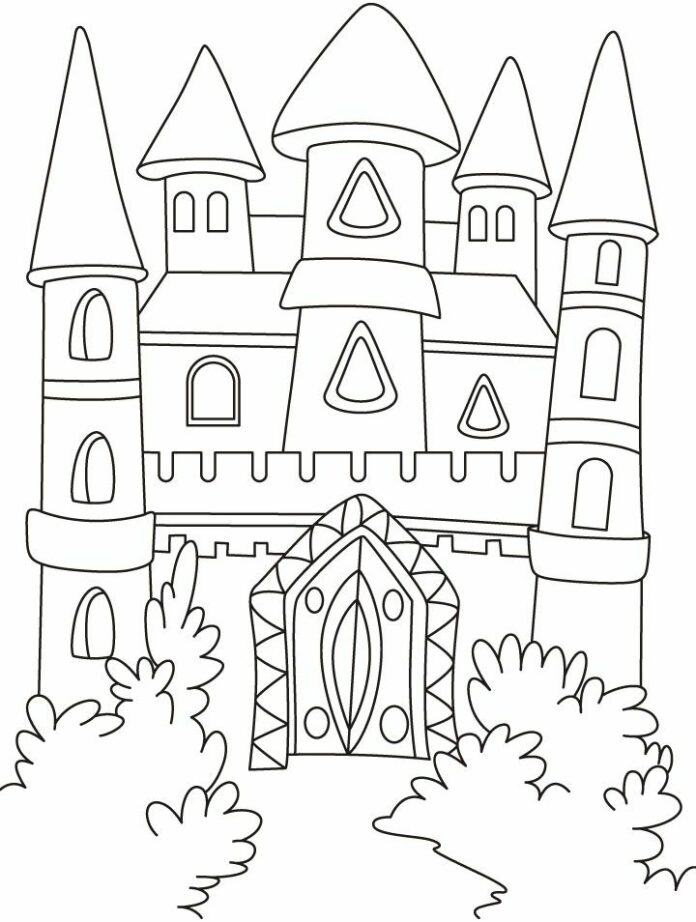 Online coloring book castle with turrets