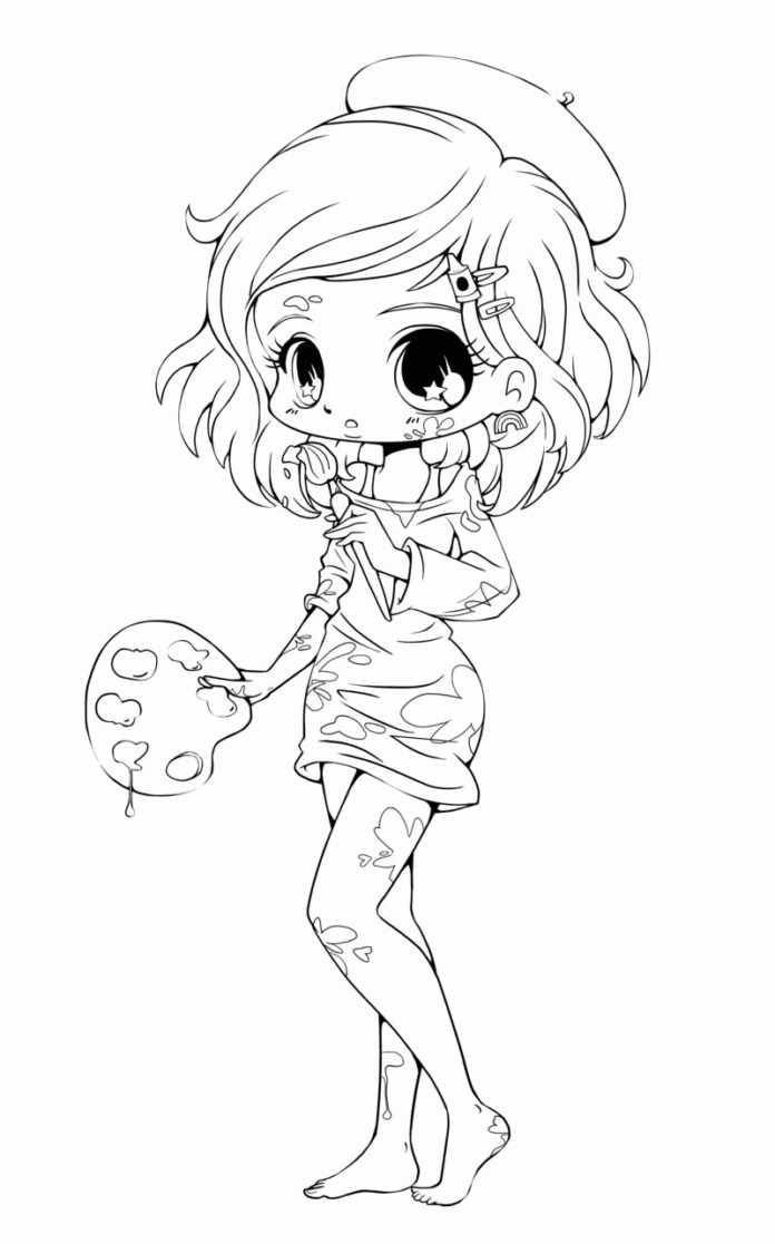 Online coloring book Chibi the painter