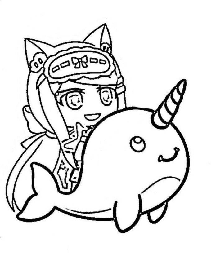 coloring page online girl and dolphin unicorn