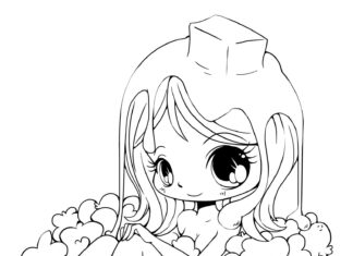 coloring page online girl and popcorn