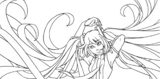 Online coloring page girl from the cartoon Vocaloid