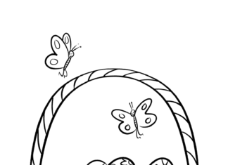 coloring page online basket in the meadow