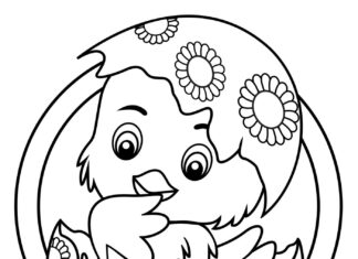 Online coloring book chicken in an egg
