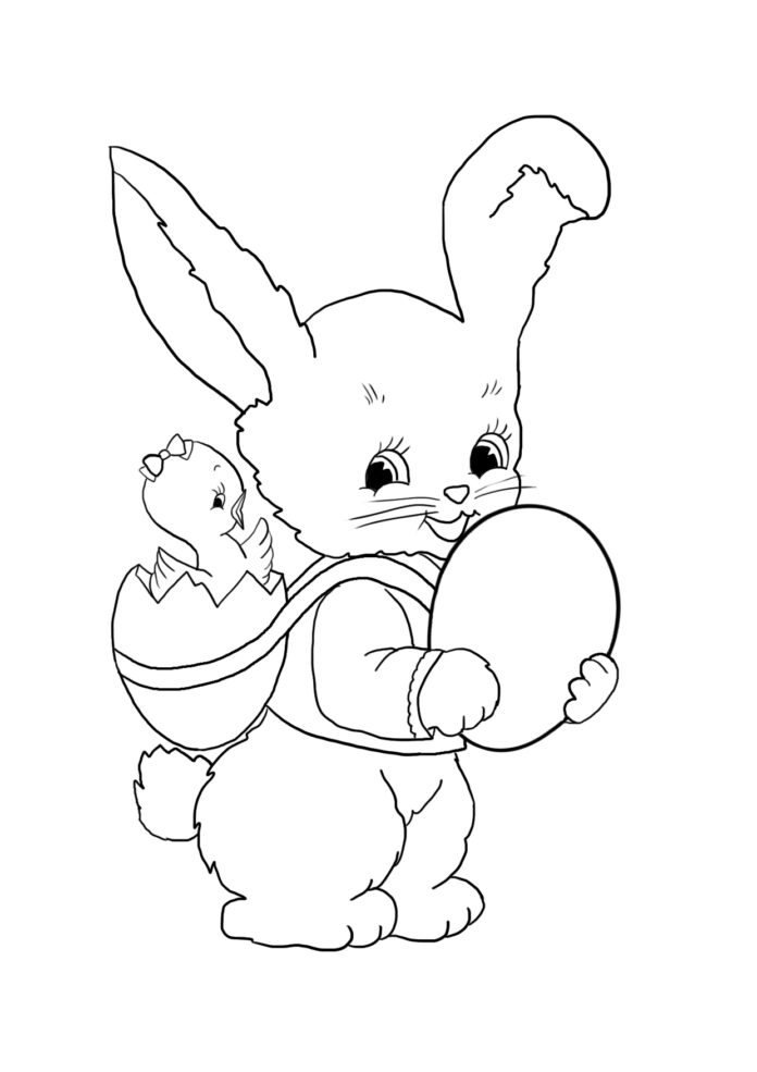Online coloring book of a little rabbit and a hen
