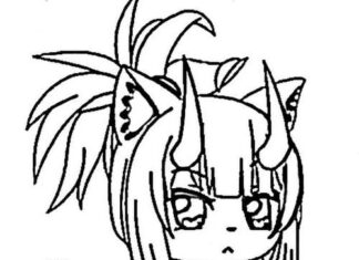 coloring page online character girl with horns