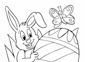 Libro para colorear en línea del alegre conejo de Pascua