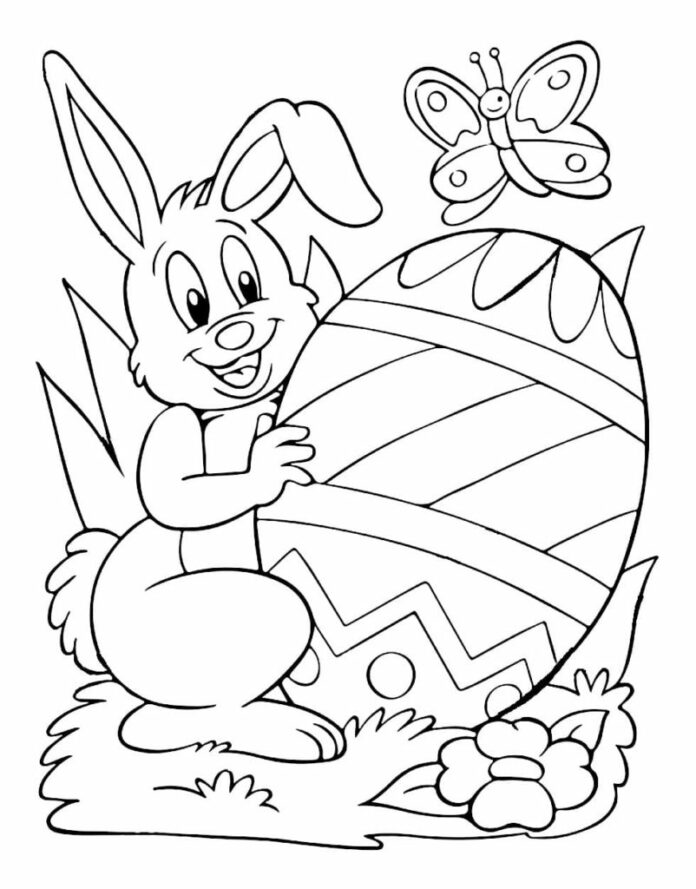 Libro para colorear en línea del alegre conejo de Pascua