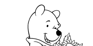 Online-Malbuch Winnie the Pooh mit Sonnenblumen