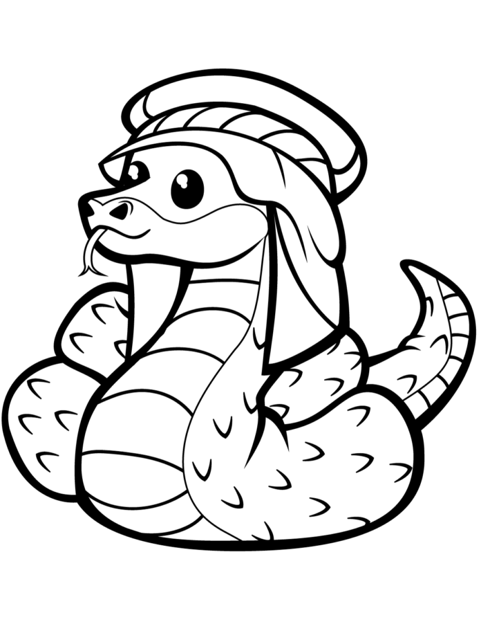 feuille de coloriage serpent heureux en ligne