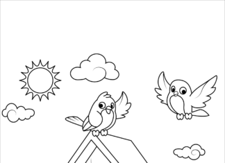 coloring page spring birds online