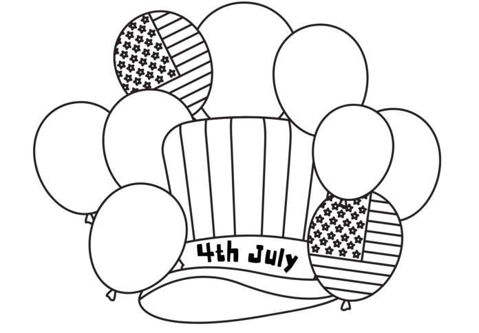 Online-Luftballons und ein USA-Hut