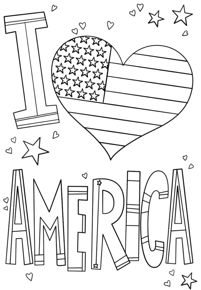 Online coloring book I love america