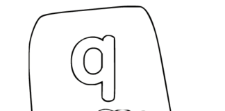 Värityskirja Q-kirjaimen aakkoset tulostettavaksi