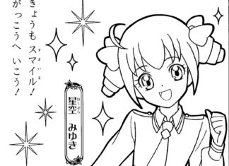 Anime-Malbuch Mädchen geht in die Schule zu drucken