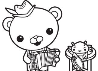 Livro online para colorir Barnacles tocando o acordeão