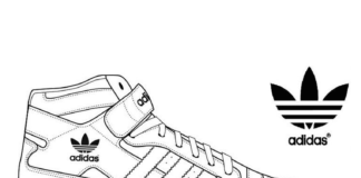 Teckningsbok online Adidas hög sko