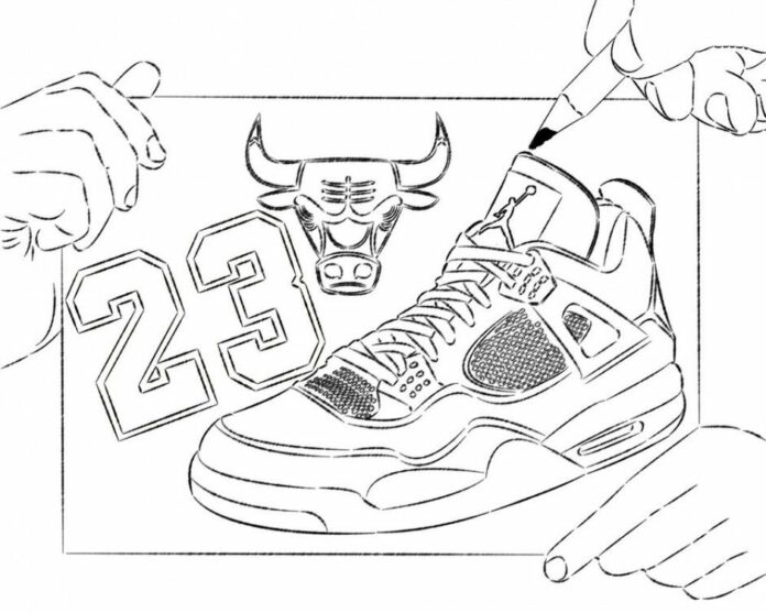 Livro colorido online Sapatos de basquetebol 23 Michael Jordan