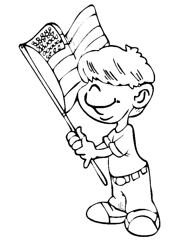 Livro colorido ONLINE Boy with US flag - Memorial Day