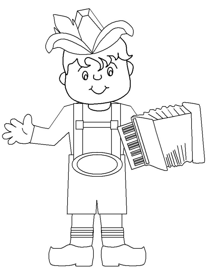 Livre de coloriage en ligne Un garçon avec un accordéon