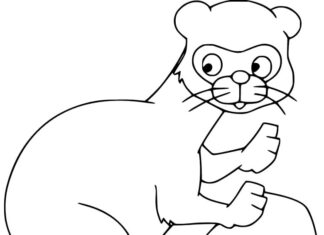 Online coloring book A curious ferret near a stone