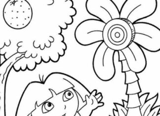 Online coloring book Dora on a journey