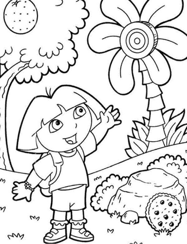 Online coloring book Dora on a journey