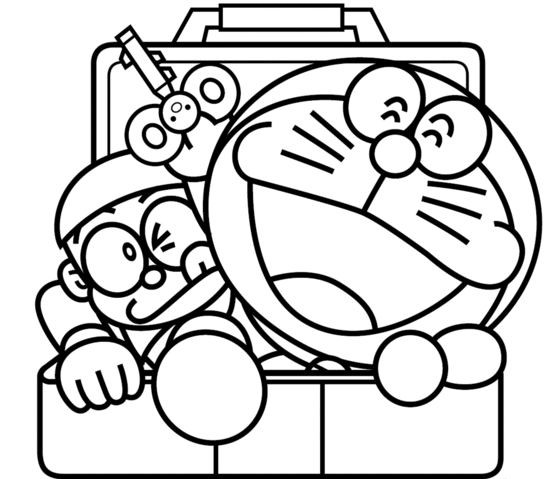 Doraemon og Nobita malebog til børn, som kan udskrives