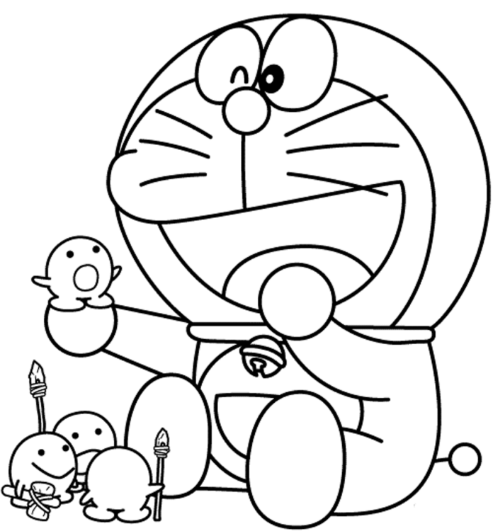 Doraemon and eggs printable coloring book