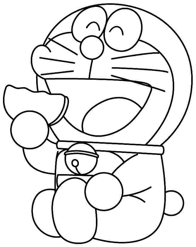 Libro para colorear Doraemon come tarta para niños para imprimir