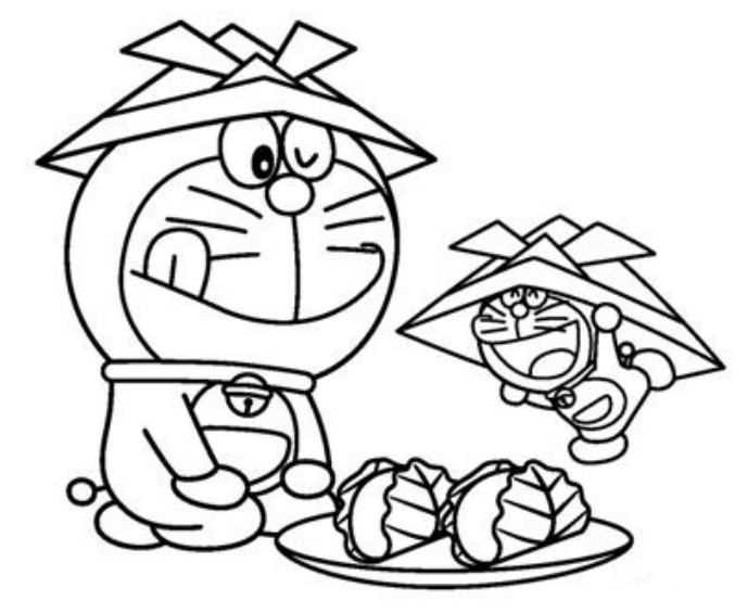 Libro da colorare Doraemon dal cartone animato per bambini da stampare