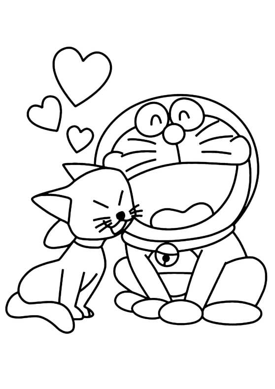 Doraemon omalovánky s kočkou k vytištění a online