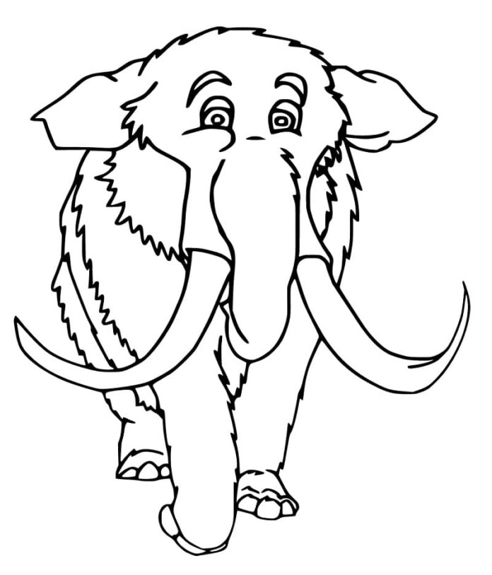 Libro da colorare online Mammut grande con zanne