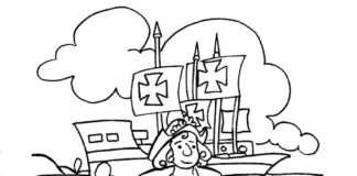 Online coloring book Columbus Day and the ship