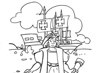 Online coloring book Columbus Day and the ship