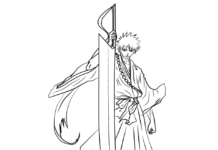 Livro colorido on-line de Ichigo Kurosaki com espada