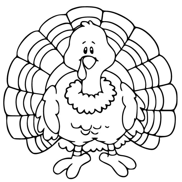 Online coloring book Turkey with beautiful feathers