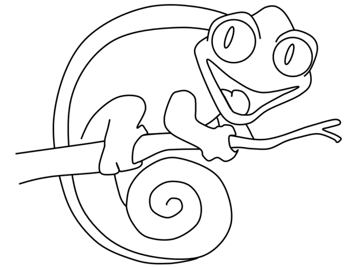 Tree chameleon coloring page for kids to print