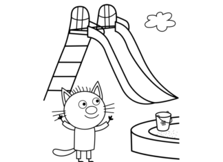 Kid E Cats online-värityskirja leikkikentällä