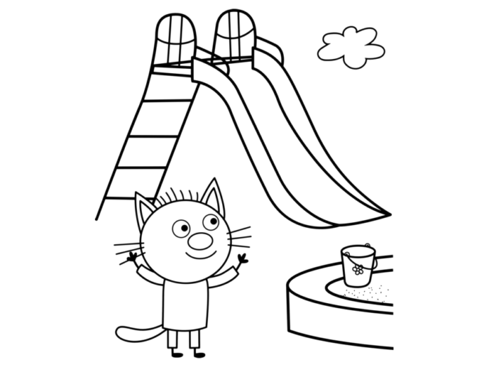 Livro online para colorir Kid E Cats no playground