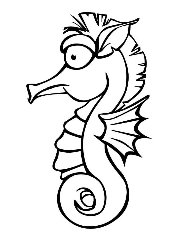 Livro colorido on-line Cartoon seahorse