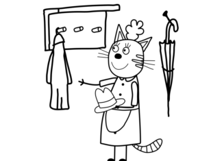 Online-Malbuch Katze im Hausflur