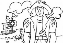 Online-Malbuch "Christoph Kolumbus und das Schiff