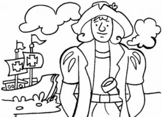 Online coloring book Christopher Columbus and the Ship