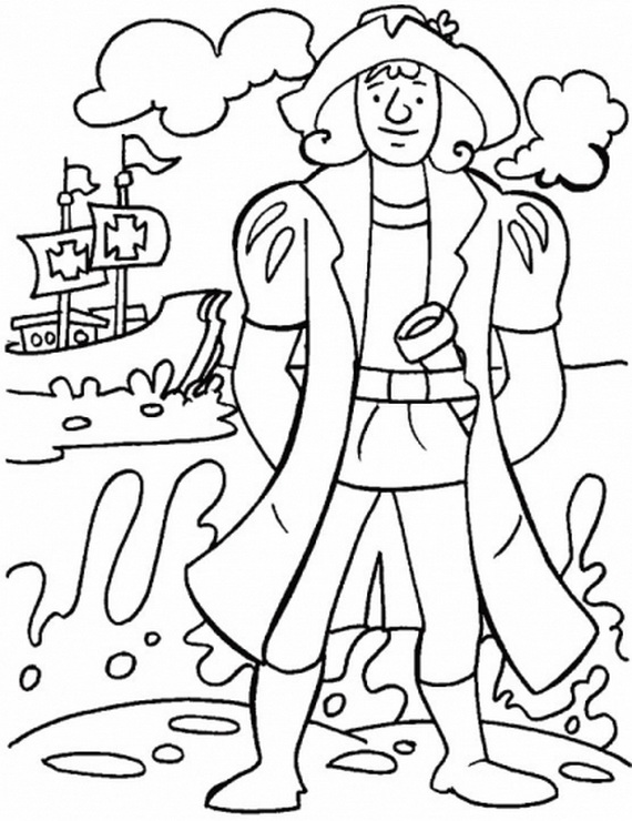 Libro para colorear en línea El Cristóbal Colón y el barco