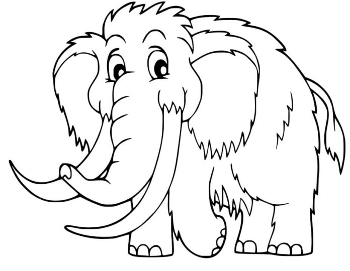 Livro de colorir on-line O mamute desgrenhado do conto de fadas