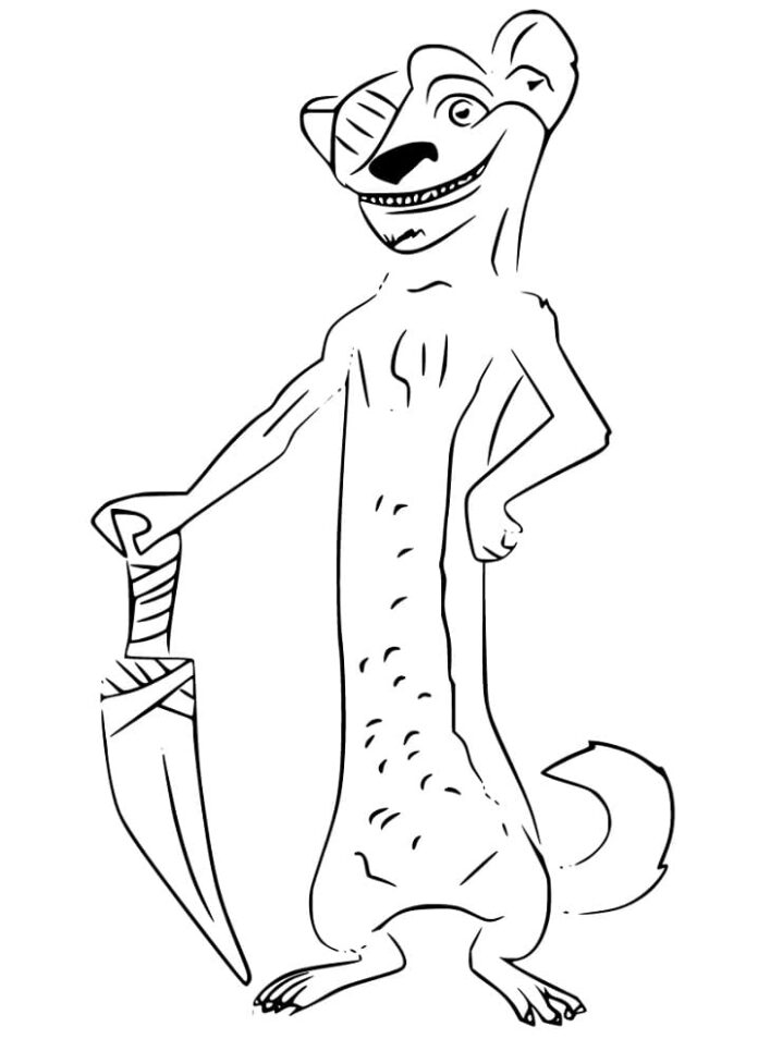 Online coloring book Weasel as a cartoon pirate