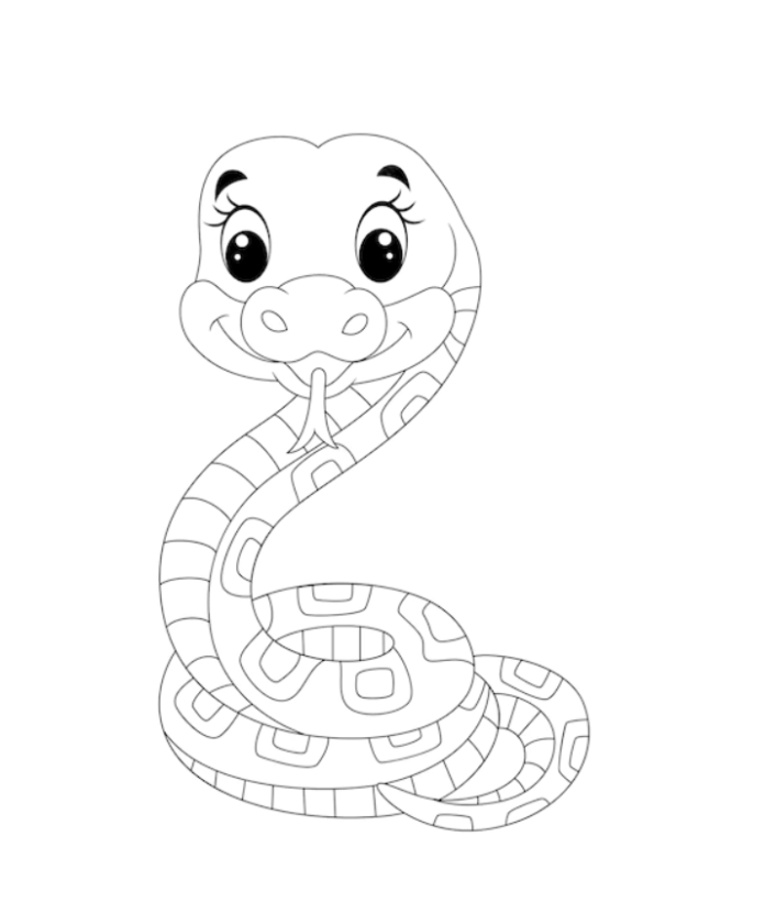 Libro para colorear Pequeña serpiente anaconda para niños para imprimir