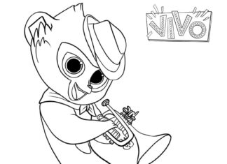 Online coloring book Monkey plays the trumpet